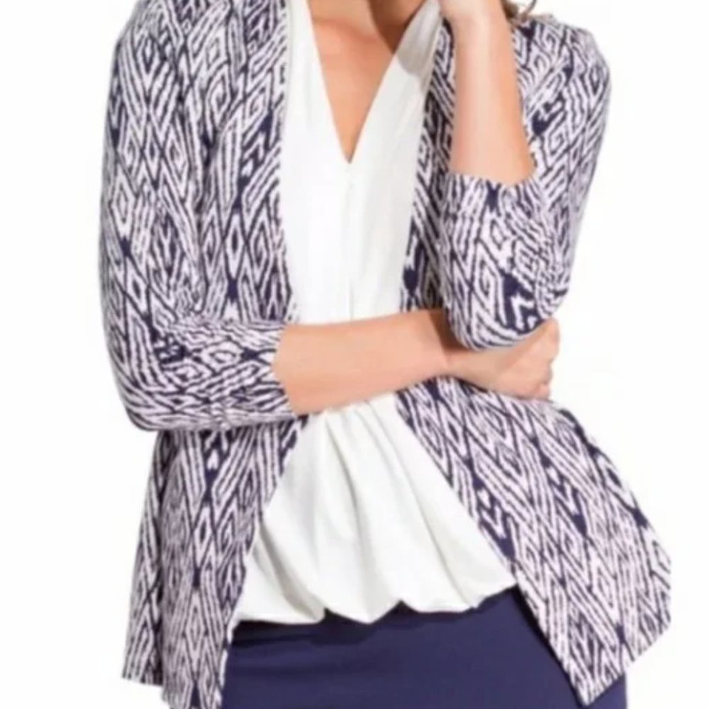 Tart Collections Anahi Print 3/4 Sleeve Open Front Knit Blazer Jacket XS